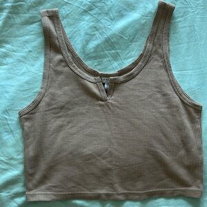 Top Shop Waffle Knit Beige Crop Top Size 8